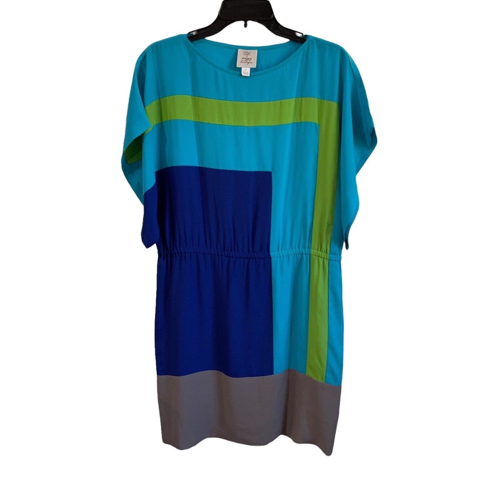 Suzi Chin for Maggy Boutique Dress Womens 2 Colorblock Crepe De Chine Mini Dress